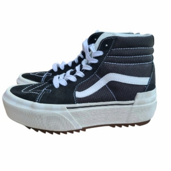 Vans Checkered Platform Stack Seldan Sneaker Black Skate Sk8 Old Skool Women 7 - Picture 8 of 14